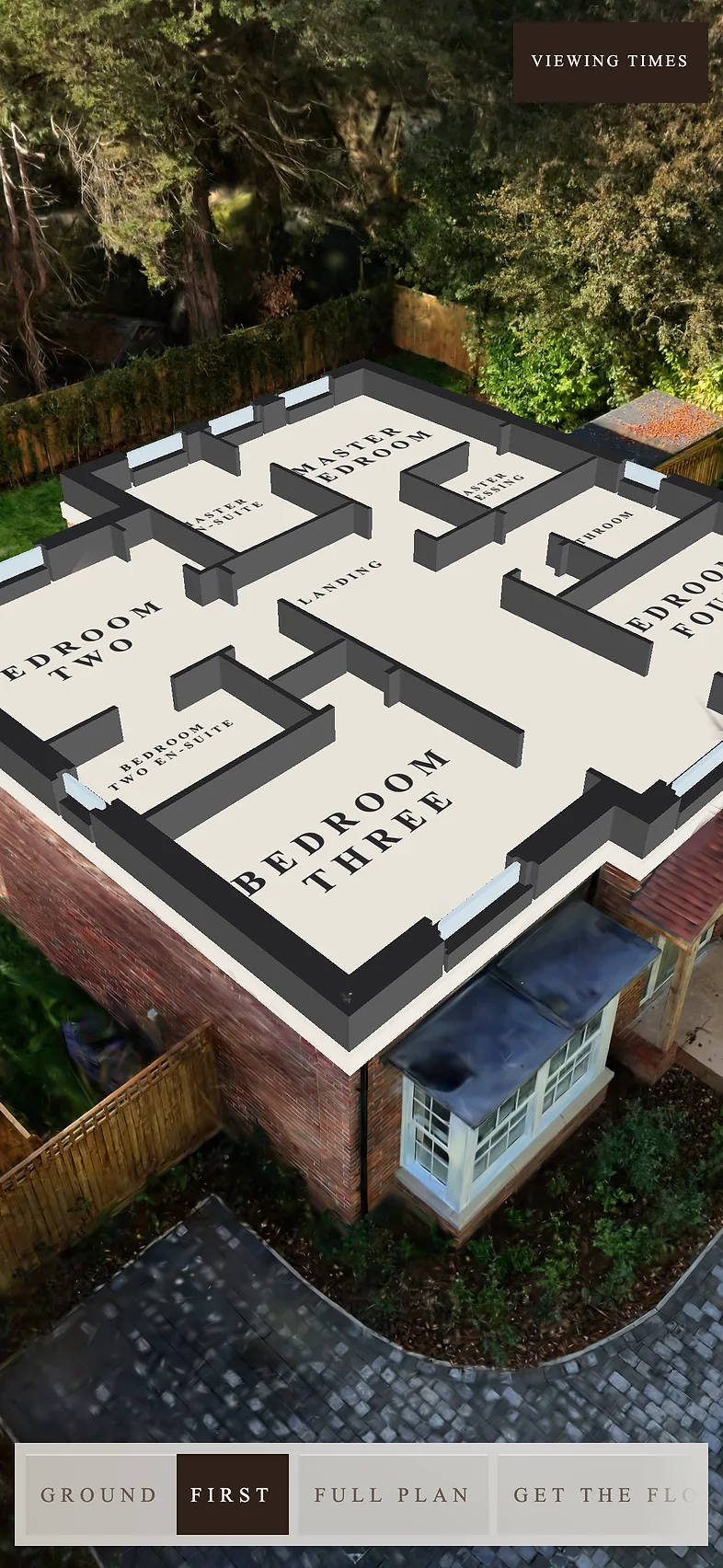 Heathcote's floor plan laid on the house in the tour, every room named